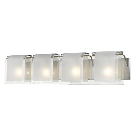 Z-Lite Zephyr 4 Light Vanity, Brushed Nickel & Clear Beveled, Frosted 169-4V-BN